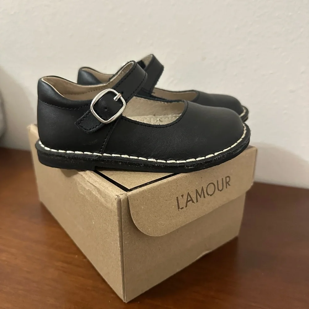 L'Amour Black Girls Mary Jane Dress Shoes with Buckle